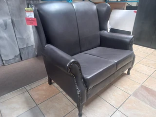 Classic Xl Wingback 2 Seater Bonded Pu Leather Brown