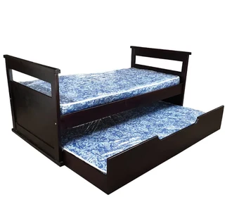 Pine Trundle single Bed Mahogany