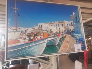 Greek Harbour Print (550x825) White Frame Painting
