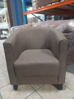 Occasional Tub Chair Brown Fabric