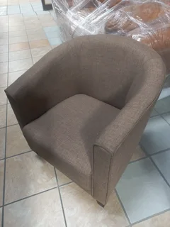 Occasional Tub Chair Brown Fabric