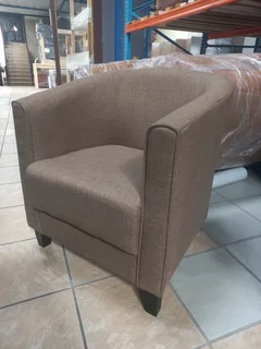 Occasional Tub Chair Brown Fabric