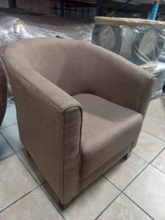 Occasional Tub Chair Brown Fabric