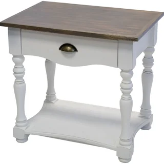French 1 Drawer Pedestal Grey wash Oak Veneer and French white base