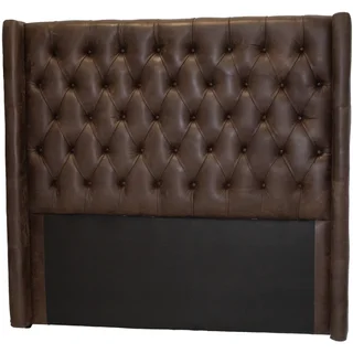Genuine Full Leather Classic High Double Headboard – Exotic Buffed Brown