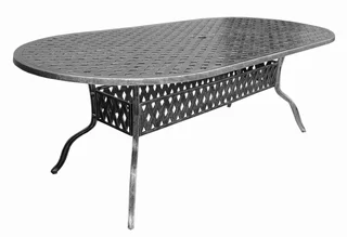 Aluminium 6 Seater 1830 Oval Table Silver On Black