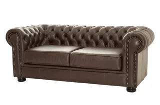 Genuine Full Leather Chesfield 2 Seater 2100 wide – D/Brown (XL deep seat)