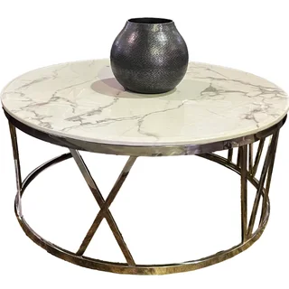Marble and Stainless steel 1000mm Round coffee table