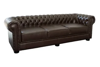 Genuine Full Leather Chesfield 3 Seater Couch – D/brown (xl Deep Seat)