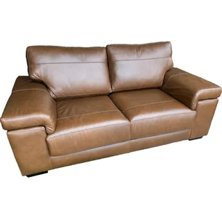 Genuine Full Leather Living 2 Seater couch Genuine Exotic Chestnut