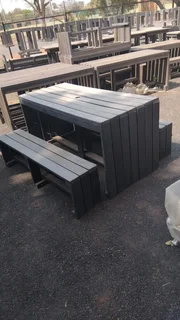 3 Piece Set (Balcony 6 Seater Table & 2 Benches) (Recycled Plastic)