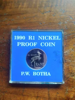 1990 R1 Nickel Proof Coin P.W. Botha