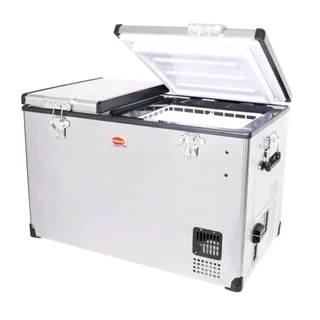SnoMaster SMDZ-EX67D Dual Compartment Stainless Steel Portable Fridge Freezer 66L Brand New Sealed.