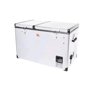 SnoMaster SMDZ-EX67D Dual Compartment Stainless Steel Portable Fridge Freezer 66L Brand New Sealed.