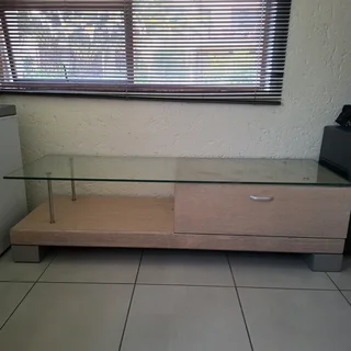 TV cabinet,  solid wood with glass topping, ligh brown mahogany