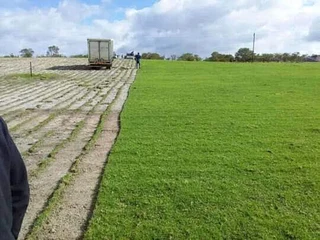 Wooden fence latle and Roll on grass