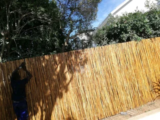 Wooden fence latle,bamboo and Roll on Grass