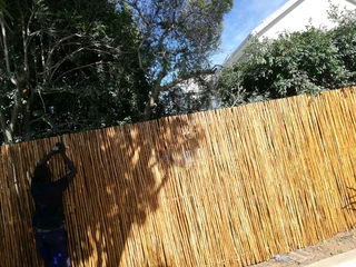 Wooden fence latle,bamboo and Roll on Grass