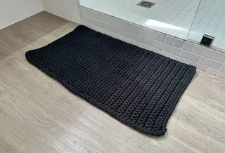 Bath Rug - very thick, high quality handcrafted crocheted Bath Mat in Black - new!