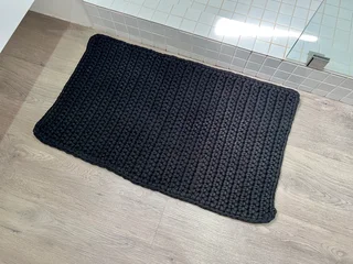 Bath Rug - very thick, high quality handcrafted crocheted Bath Mat in Black - new!