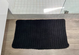 Bath Rug - very thick, high quality handcrafted crocheted Bath Mat in Black - new!