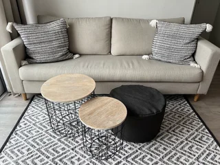 Jozi Charcoal Pouffe Pouf Cushion Ottomane 50x30cm