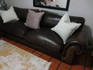 Coricraft Afrique genuine leather 3 and 4 seater lounge suite