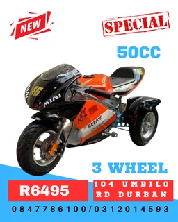 Pocket Bike 3 Wheels  49cc    Special   Xxx Motocycle  We Open  Sunday  104 Umbilo Rd Durban