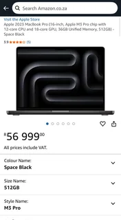 Apple MacBook Pro 16 inch M3 Pro 512 Gig SSD Space Black, Immaculate condition