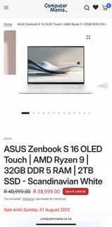 ASUS Zenbook S16 Scandinavian White 16 inch OLED 2TB SSD 32 Gig Ram, Brand new condition