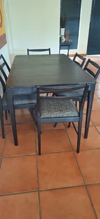 Fully Refurbished Mid Century Dining Table and 6 Reupholstered Chairs