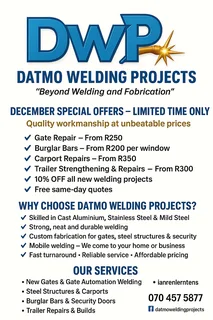 Welding and Steel Fabrication -Gates, Burglar bars and Repairs