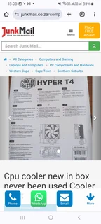 Cpu cooler new in box never been used and no longer required It is a Cooler Master Hyper RR-T4