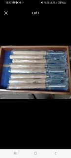 Set of 8 virtually new lathe chisels Still in storage box