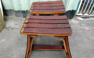 French oak starve stools x 2