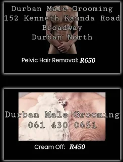 Professional Male Grooming services in Durban North, hair removal treatments, Pelvic hair removal.