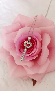 Genuine 925 Sterling Silver key pendant with chain