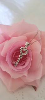 Genuine 925 Sterling Silver key pendant with chain