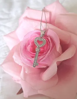 Genuine 925 Sterling Silver key pendant with chain