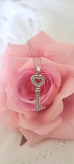 Genuine 925 Sterling Silver key pendant with chain