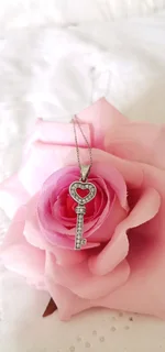 Genuine 925 Sterling Silver key pendant with chain