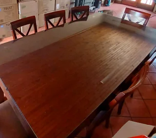 Dinning room table solid wood with glass top