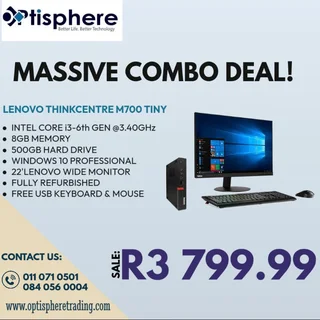 PROMOTION: Lenovo Thinkcentre M700 Tiny &#43; 22’ Monitor- Only R3,799.99
