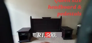 Queen size headboard with pedestals