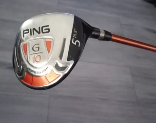 Ping Golf G10 5 wood club with regular flex TFC (Tip Flex Control) 129 shaft, stainless steel, 18.5