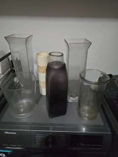 Vases x6 and 2 candle sticks all for R250