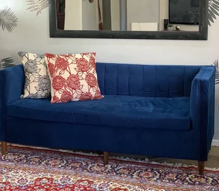 2 blue 3 seater couches - second hand
