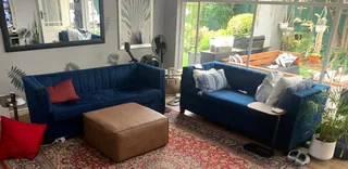 2 blue 3 seater couches - second hand