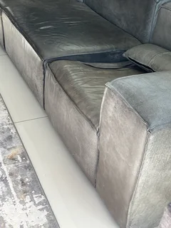 Grey leather couch