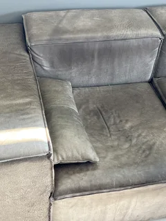 Grey leather couch